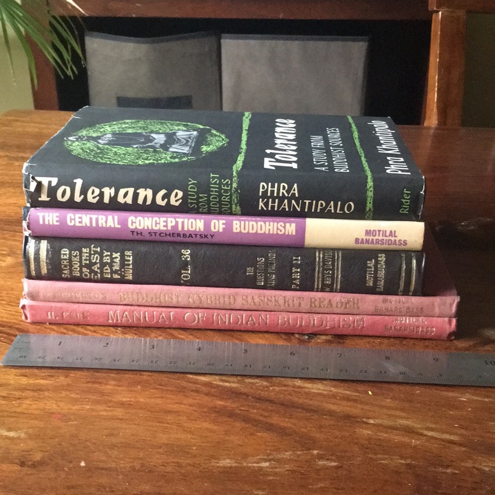 Set of five vintage books on Indian Buddhism